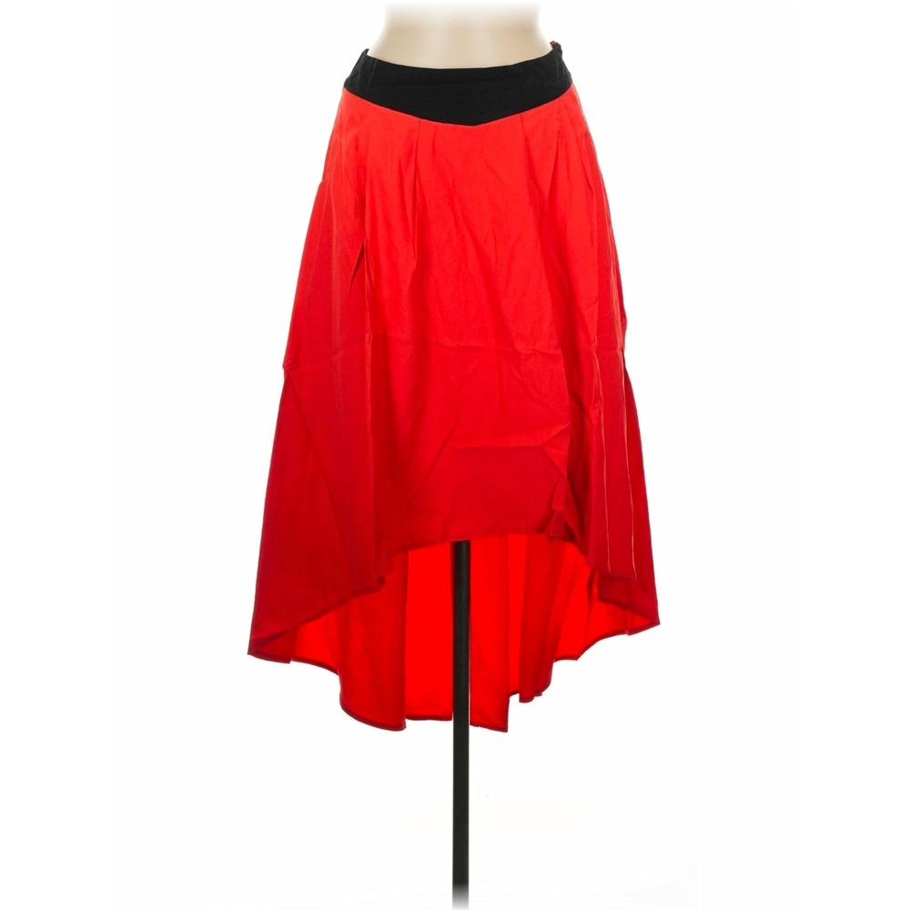 Alice's Pig High-Low Skirt Womens SZ 6 Red Asymmetrical Pleated Avant Garde NWT